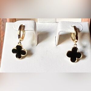 Rachel Zoe - 14k Gold Plated Huggie-Style Clover Drop Earrings